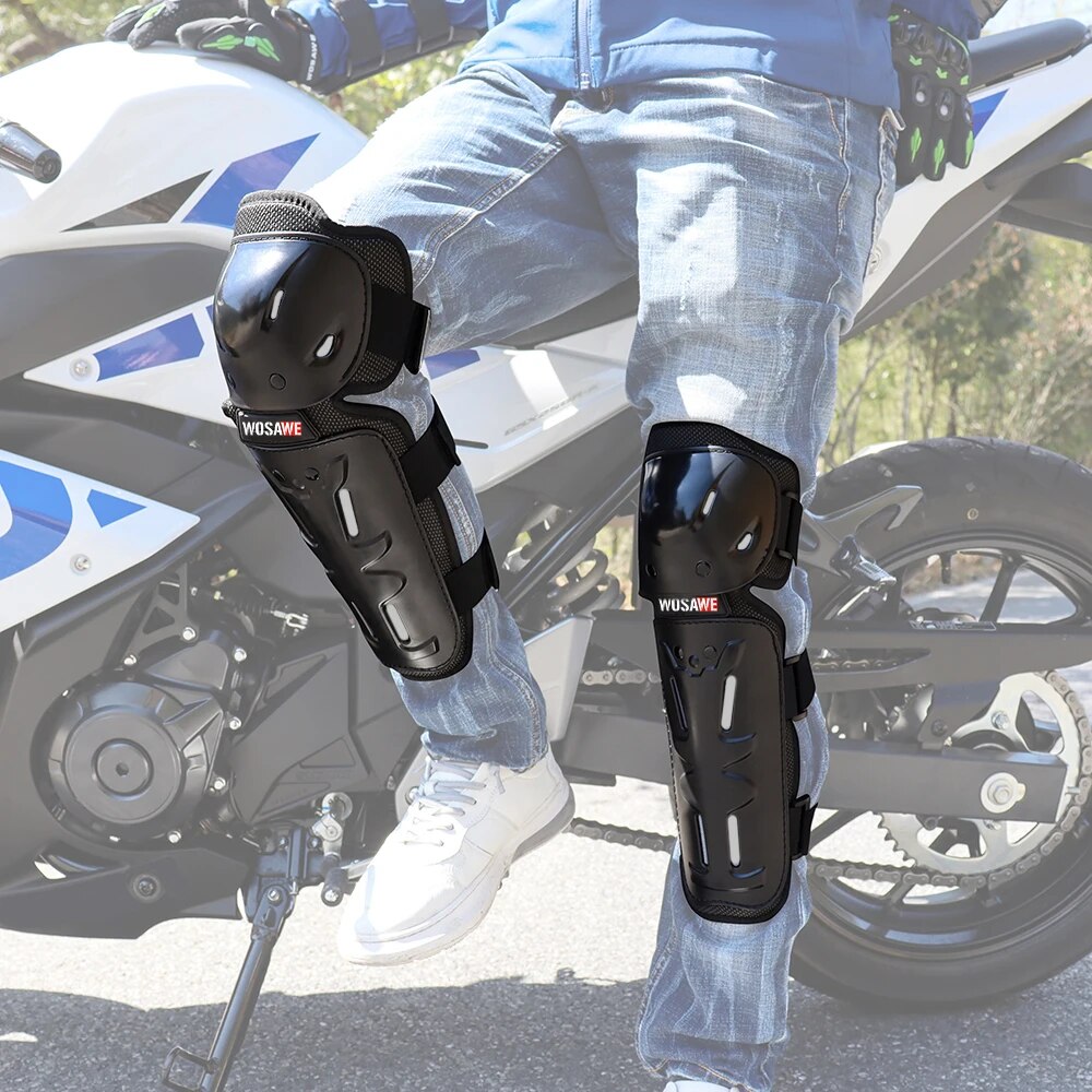 Shin Guard Crossfit - WOSAWE สนับเข่าและข้อศอก, อุปกรณ์ป้องกันเข่าสำหรับขี่มอเตอร์ไซค์วิบากอุปกรณ์ป้องกันหน้าแข้งขี่จักรยานวิบาก