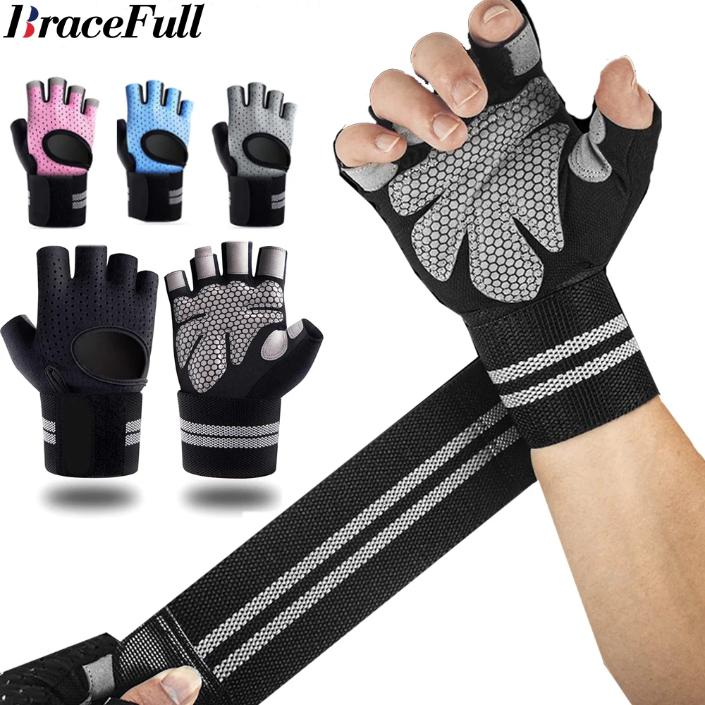 Crossfit Workout With Equipment - 1 คู่ Half Finger GYM Fitness