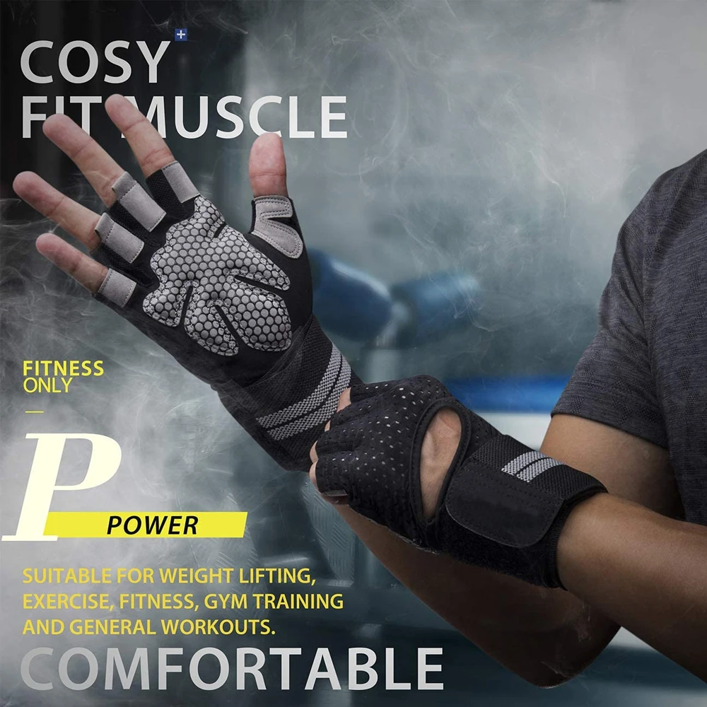 1 คู่ Half Finger GYM Fitness  - Crossfit Workout With Equipment บทวิจารณ์และราคา